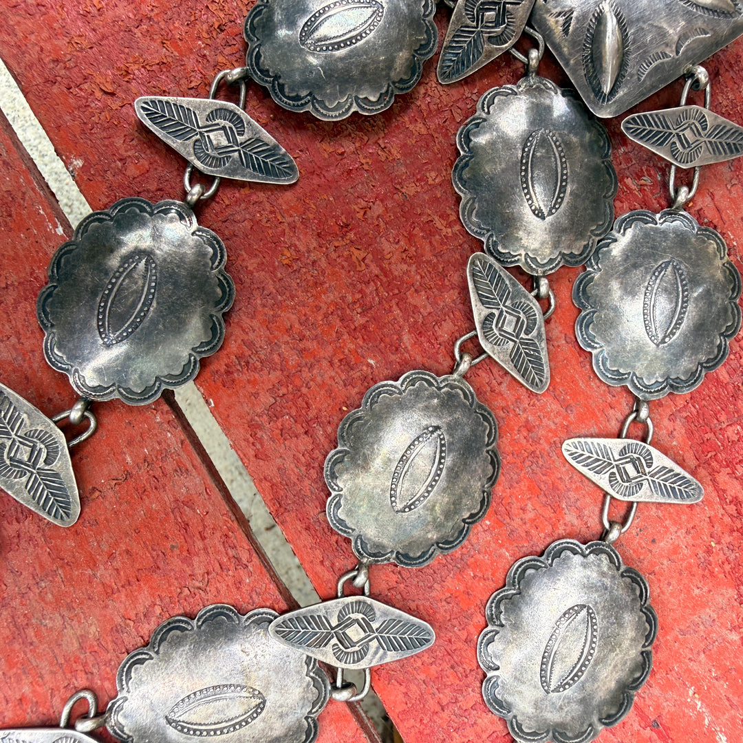 Old Navajo Wrought Silver Concho Belt