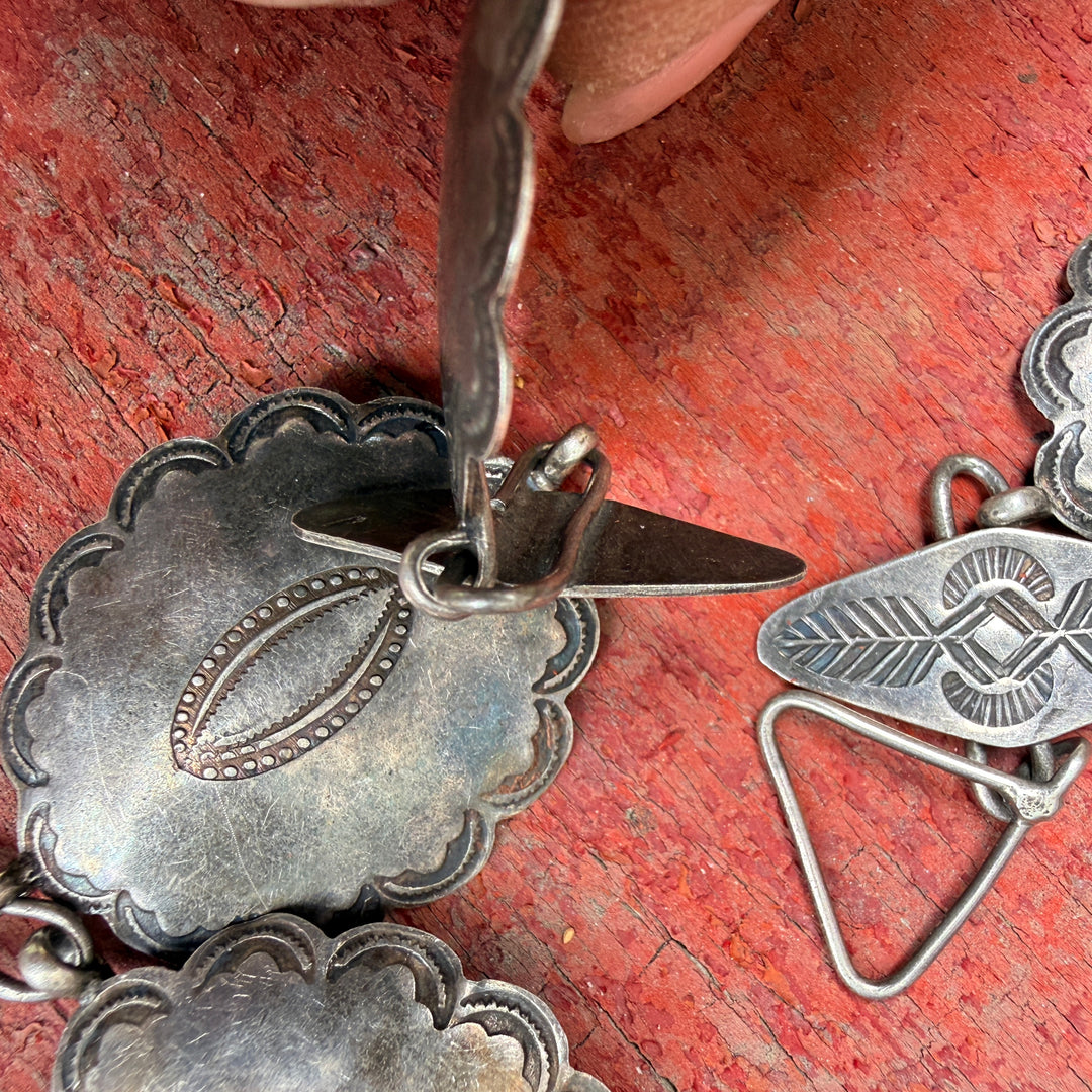 Old Navajo Wrought Silver Concho Belt