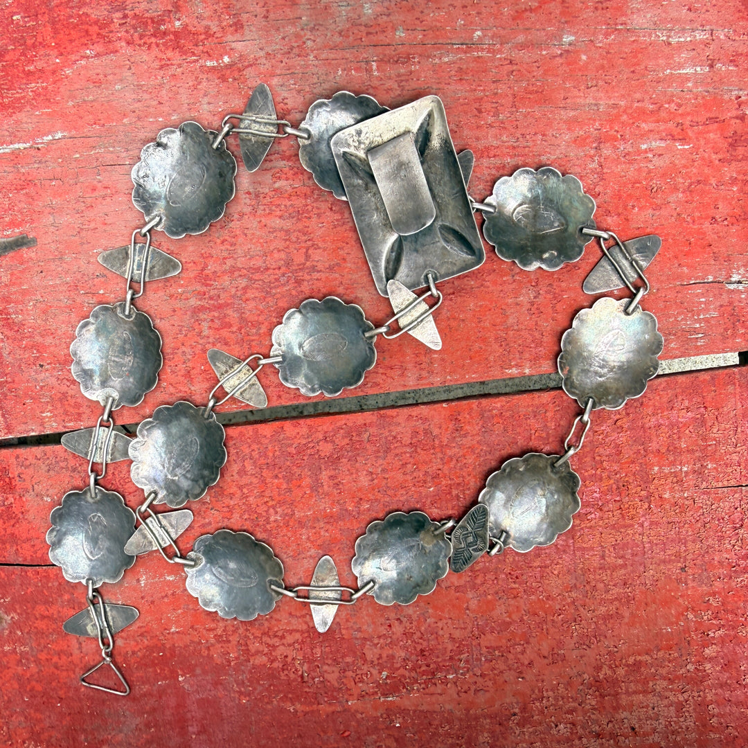 Old Navajo Wrought Silver Concho Belt