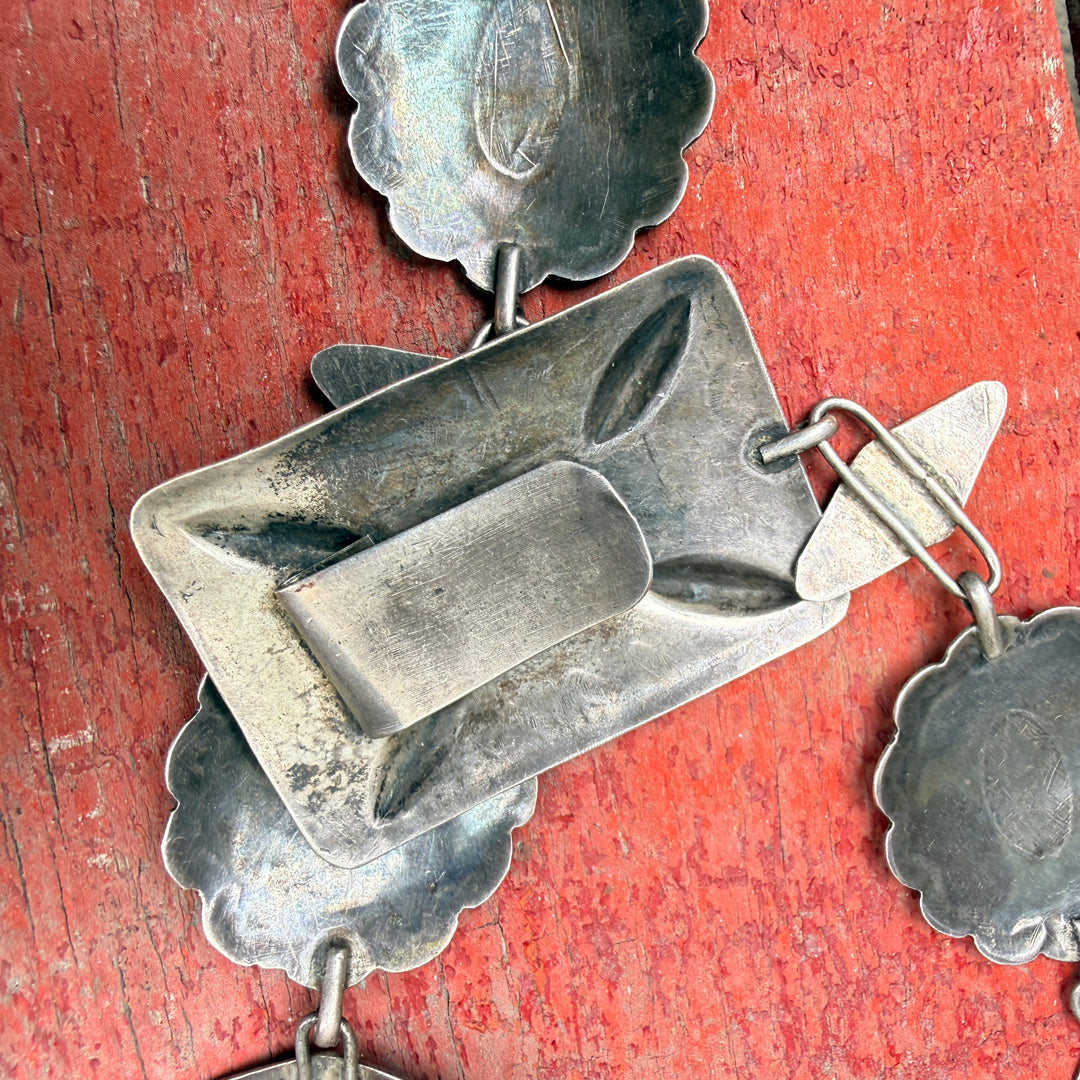 Old Navajo Wrought Silver Concho Belt