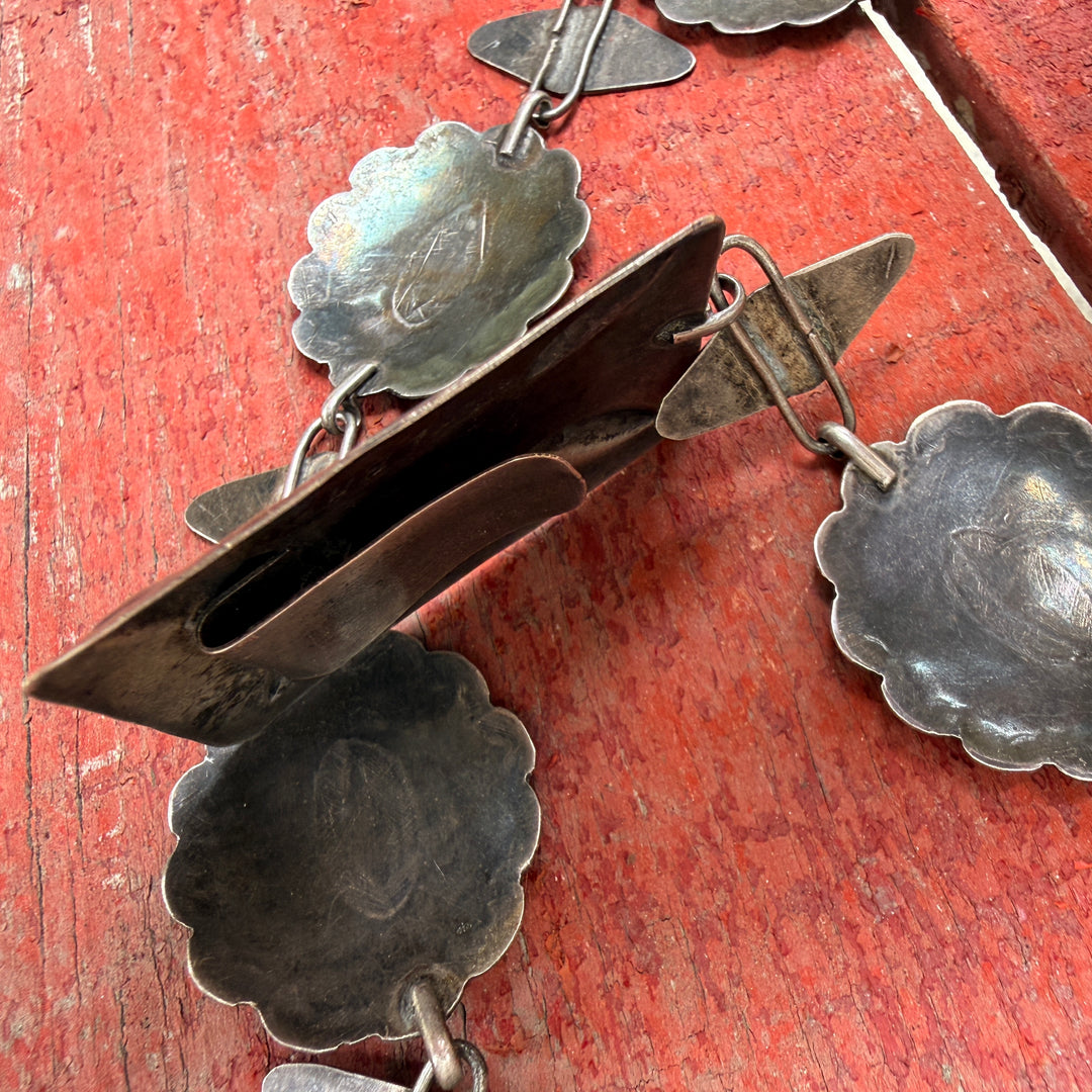 Old Navajo Wrought Silver Concho Belt