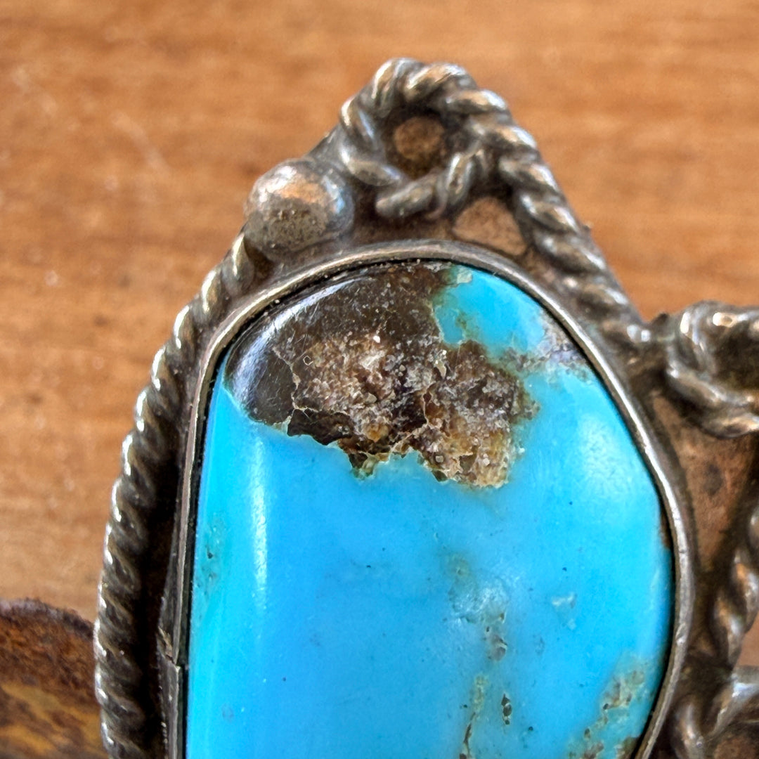 Vintage Navajo Sterling Silver & Blue Turquoise Ring Size 7