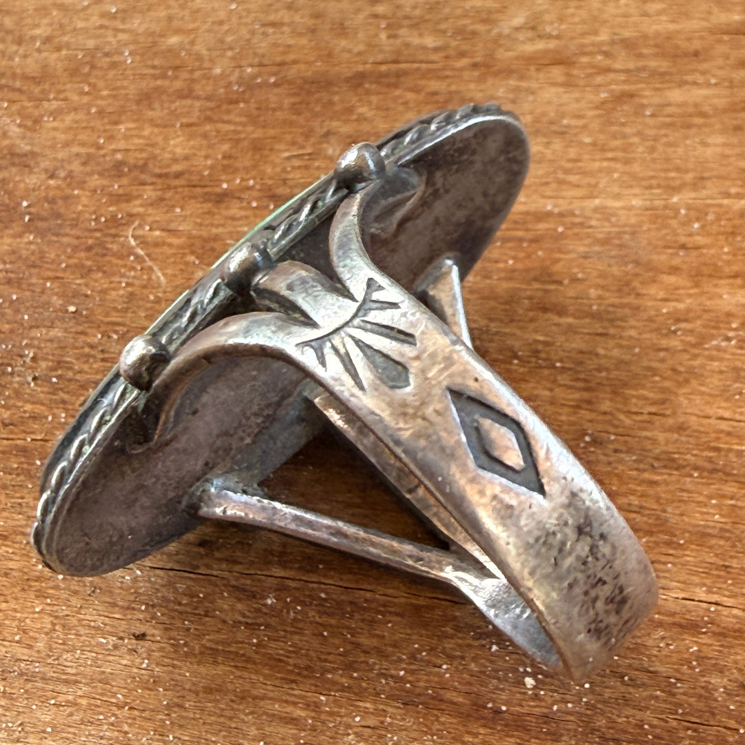 Vintage Navajo Sterling Silver & Turquoise Raindrop Ring Size 7