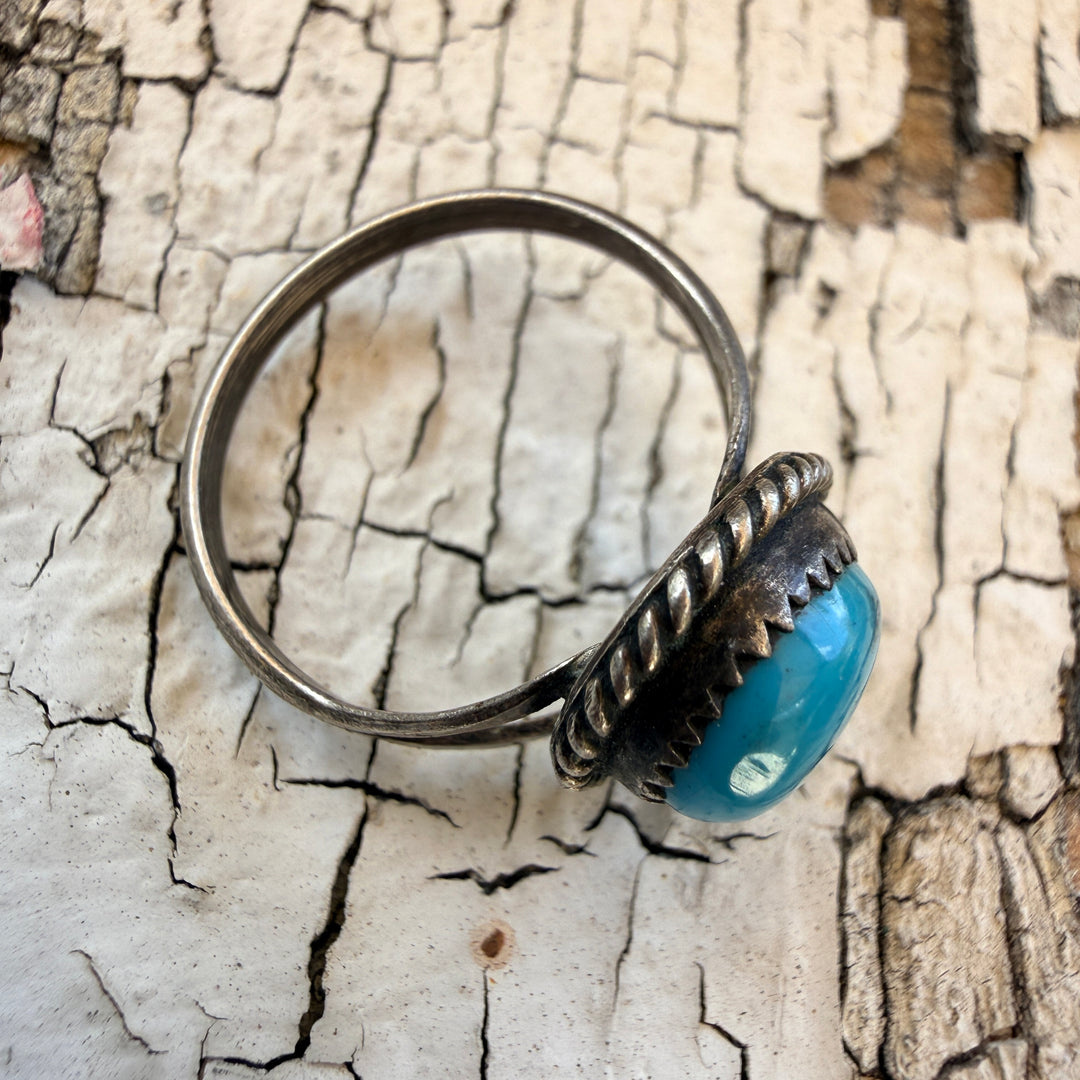 Vintage Navajo Sterling Silver & Blue Turquoise Ring Size 7 1/4