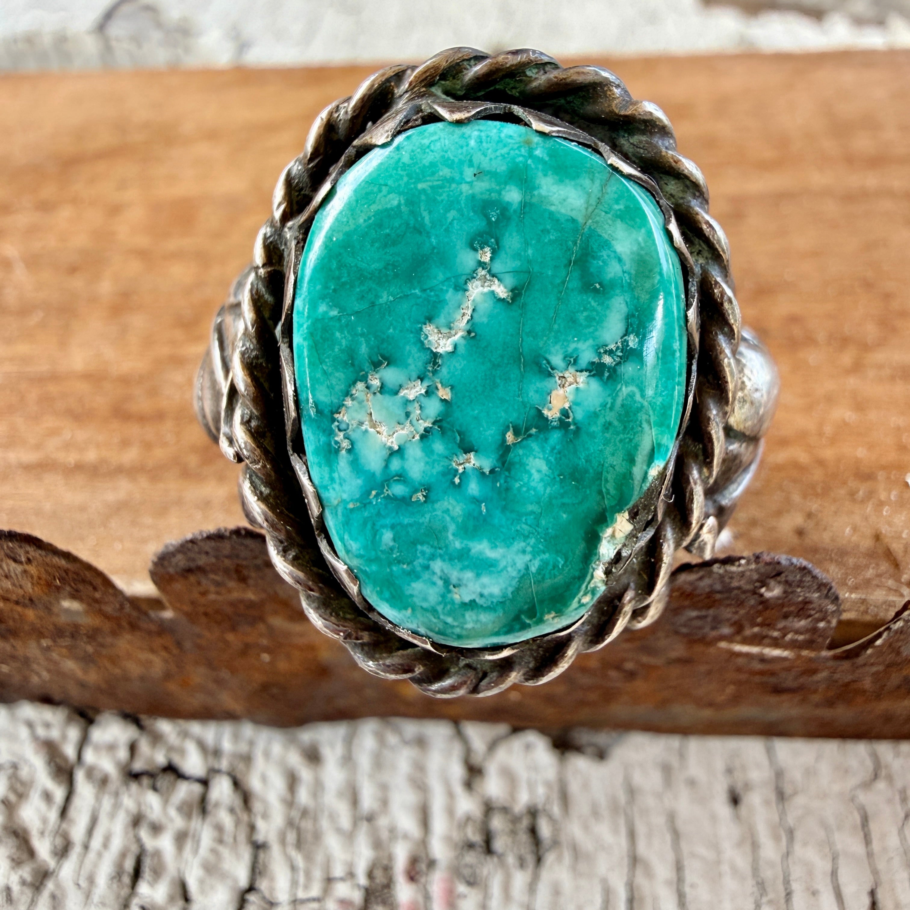 ヴィンテージ Navajo sterling silver リングL536 Vintage Navajo Sterling Silver & Turquoise Chunky Ring Size 12
