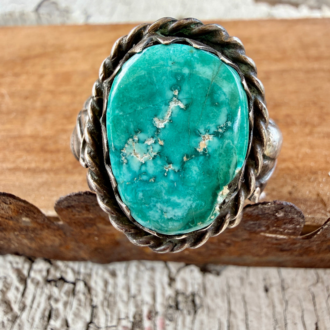 Vintage Navajo Sterling Silver & Turquoise Chunky Ring Size 12