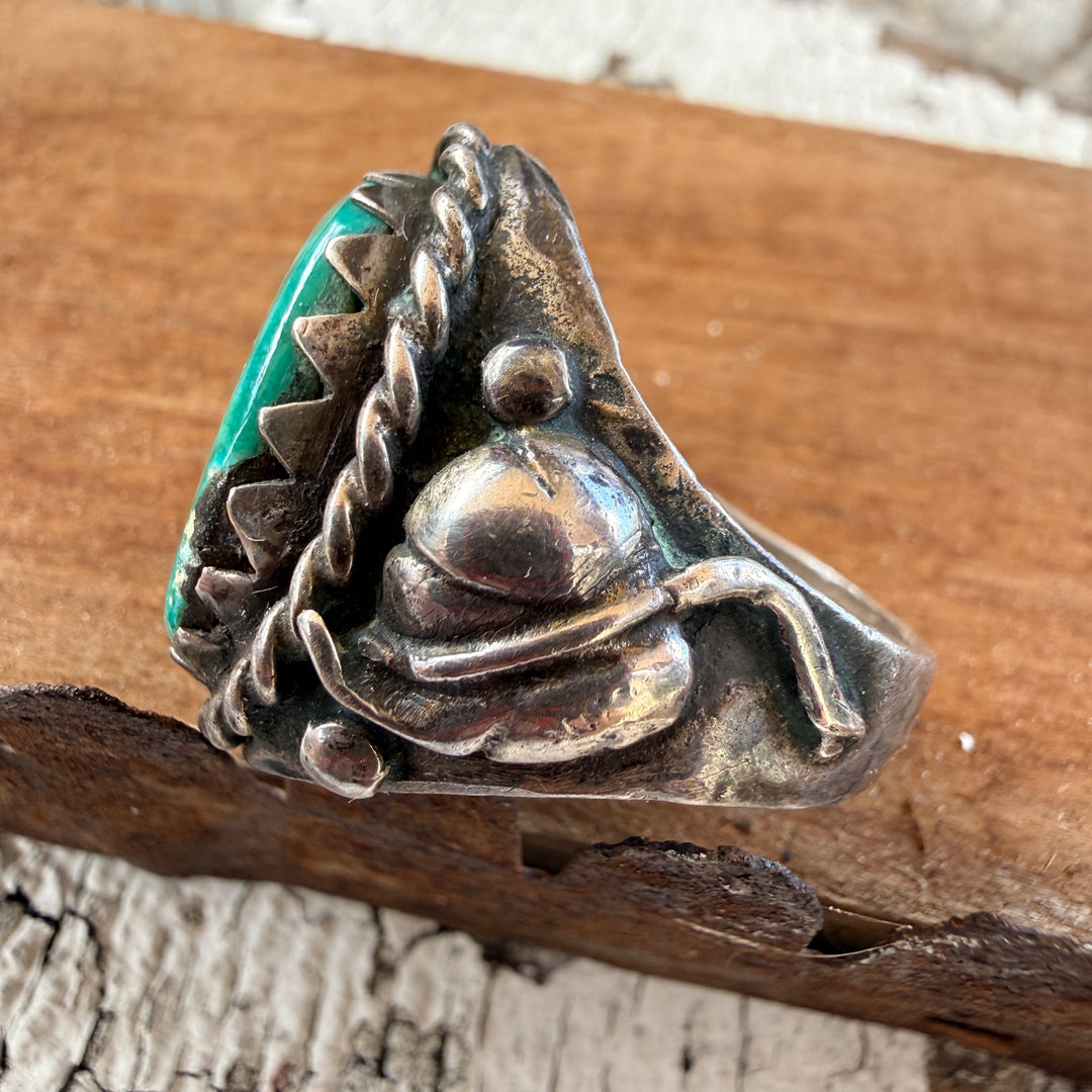 Vintage Navajo Sterling Silver & Turquoise Chunky Ring Size 12