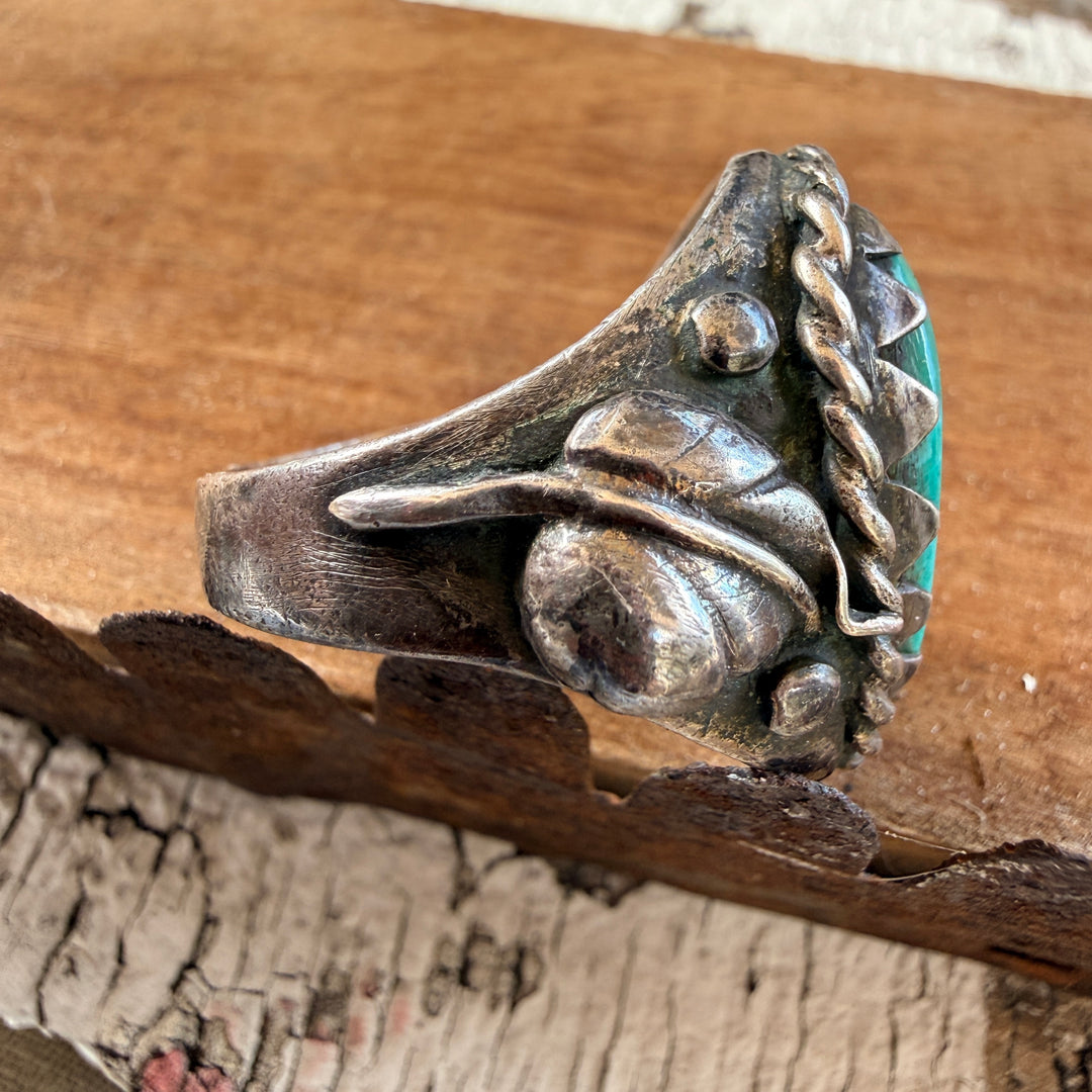 Vintage Navajo Sterling Silver & Turquoise Chunky Ring Size 12