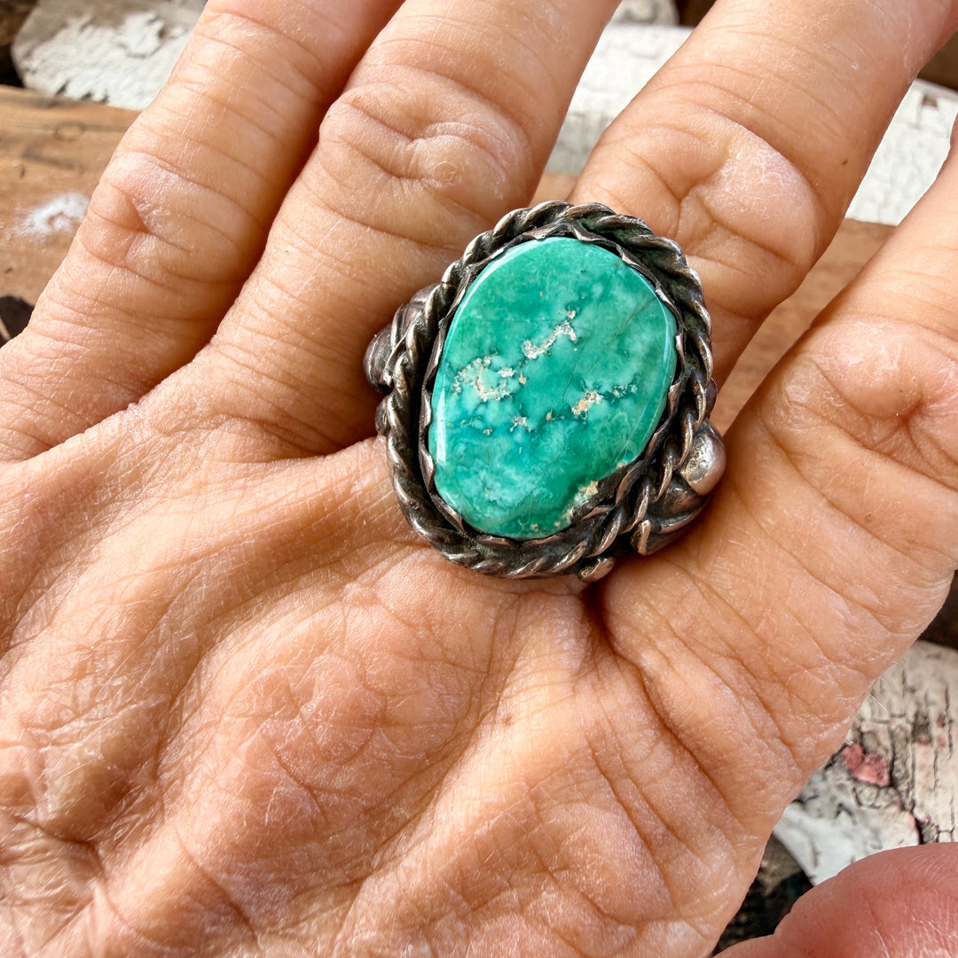 Vintage Navajo Sterling Silver & Turquoise Chunky Ring Size 12