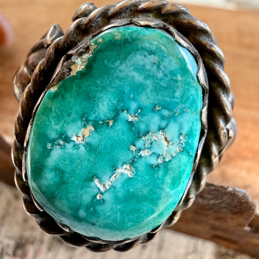 Vintage Navajo Sterling Silver & Turquoise Chunky Ring Size 12