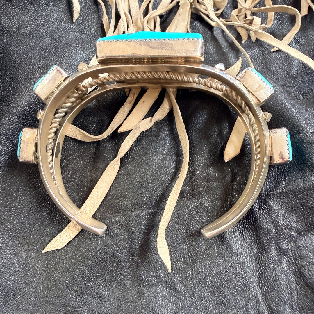 Vintage Navajo Sterling Silver & Turquoise Cuff Bracelet Cody Hunter