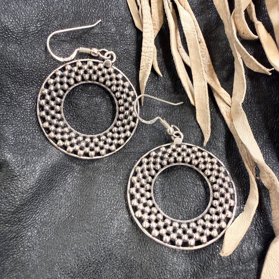 Vintage Sterling Silver Hoop Pierced Earrings