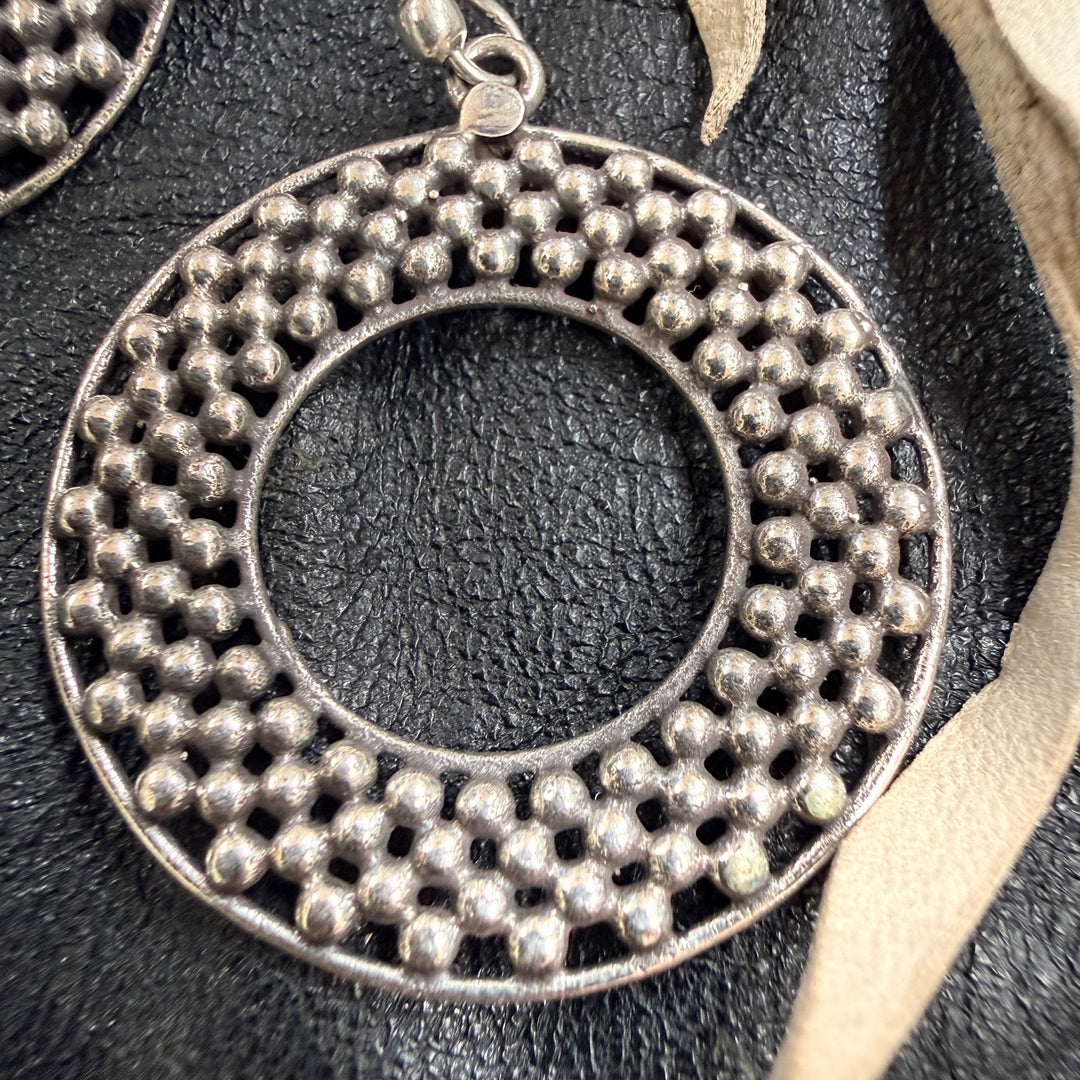 Vintage Sterling Silver Hoop Pierced Earrings