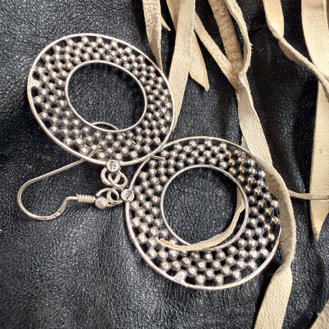Vintage Sterling Silver Hoop Pierced Earrings