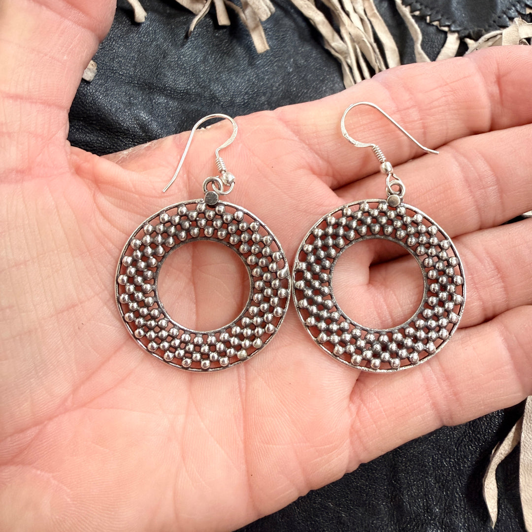 Vintage Sterling Silver Hoop Pierced Earrings