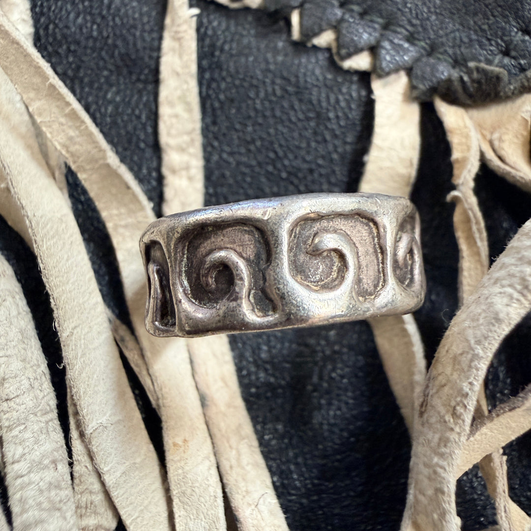 Sterling Silver Stamp Decorated Band Ring Size 6