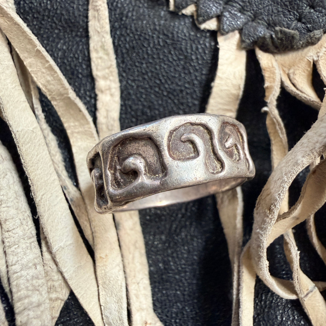 Sterling Silver Stamp Decorated Band Ring Size 6