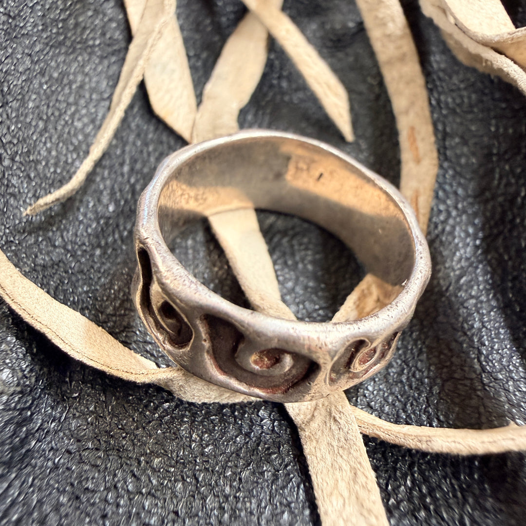 Sterling Silver Stamp Decorated Band Ring Size 6