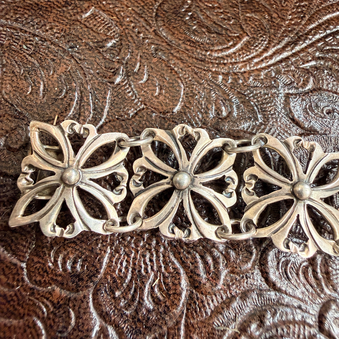 Vintage Sterling Silver Lacy Panel Bracelet