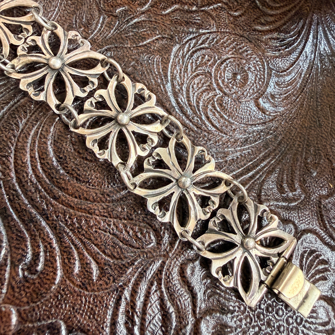 Vintage Sterling Silver Lacy Panel Bracelet