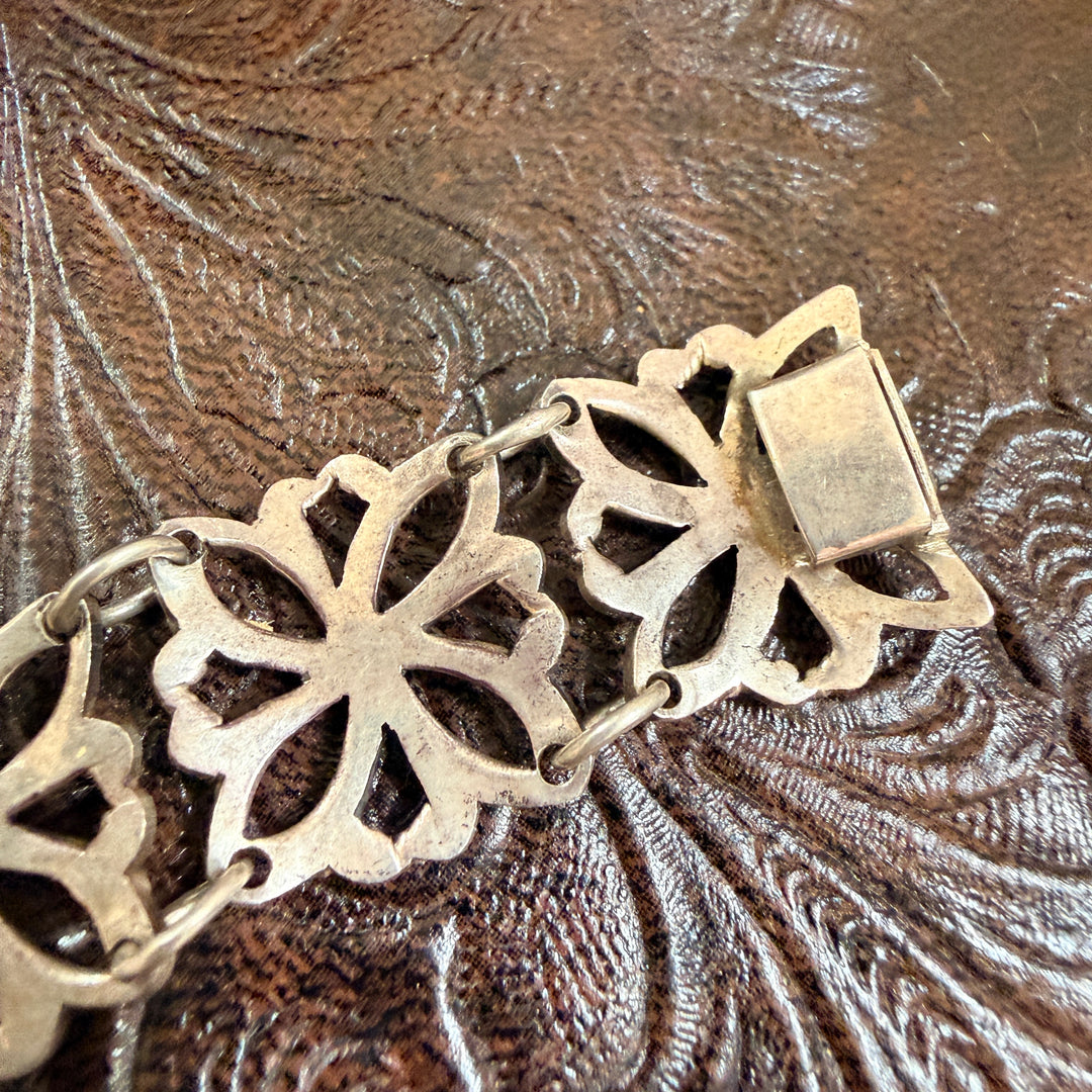 Vintage Sterling Silver Lacy Panel Bracelet