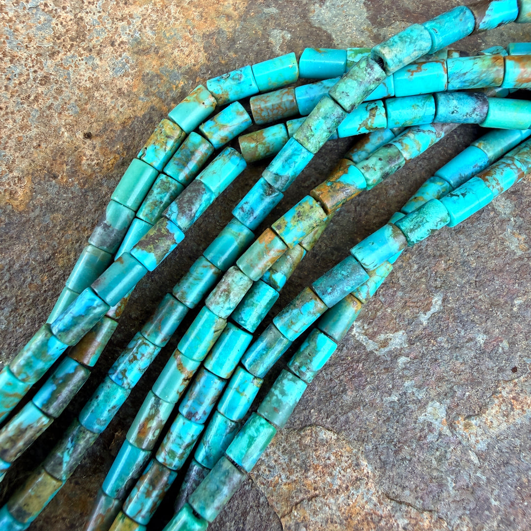 Vintage Southwestern Sterling Silver & Turquoise Heishi 4 Strand Necklace