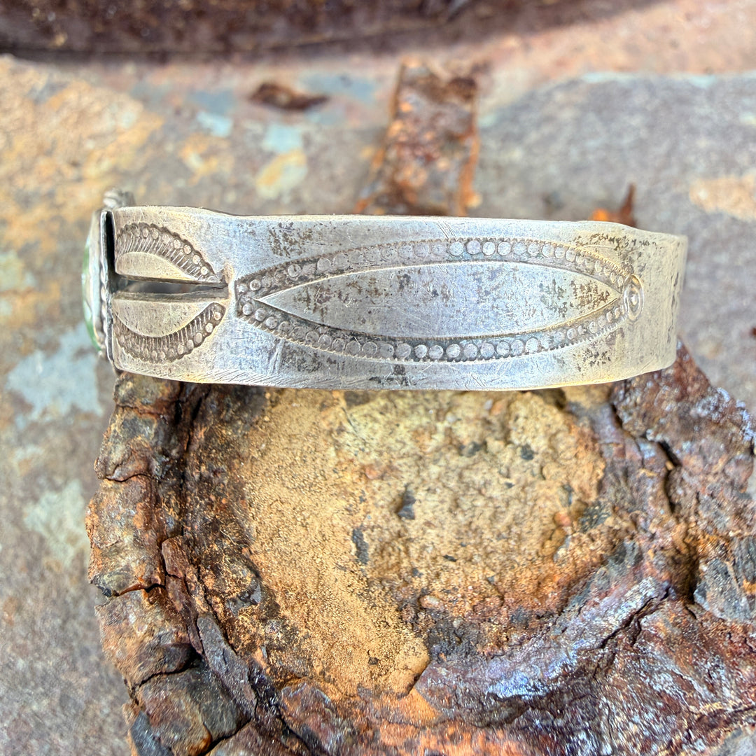 Early Wrought Sterling Silver Turquoise Navajo Bracelet Fred Harvey Era