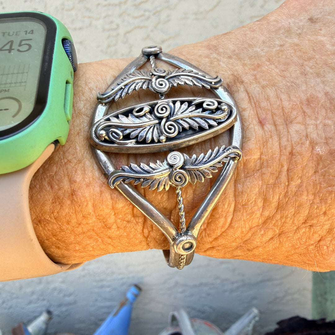 Navajo Sterling Silver Appliqué Cuff Bracelet