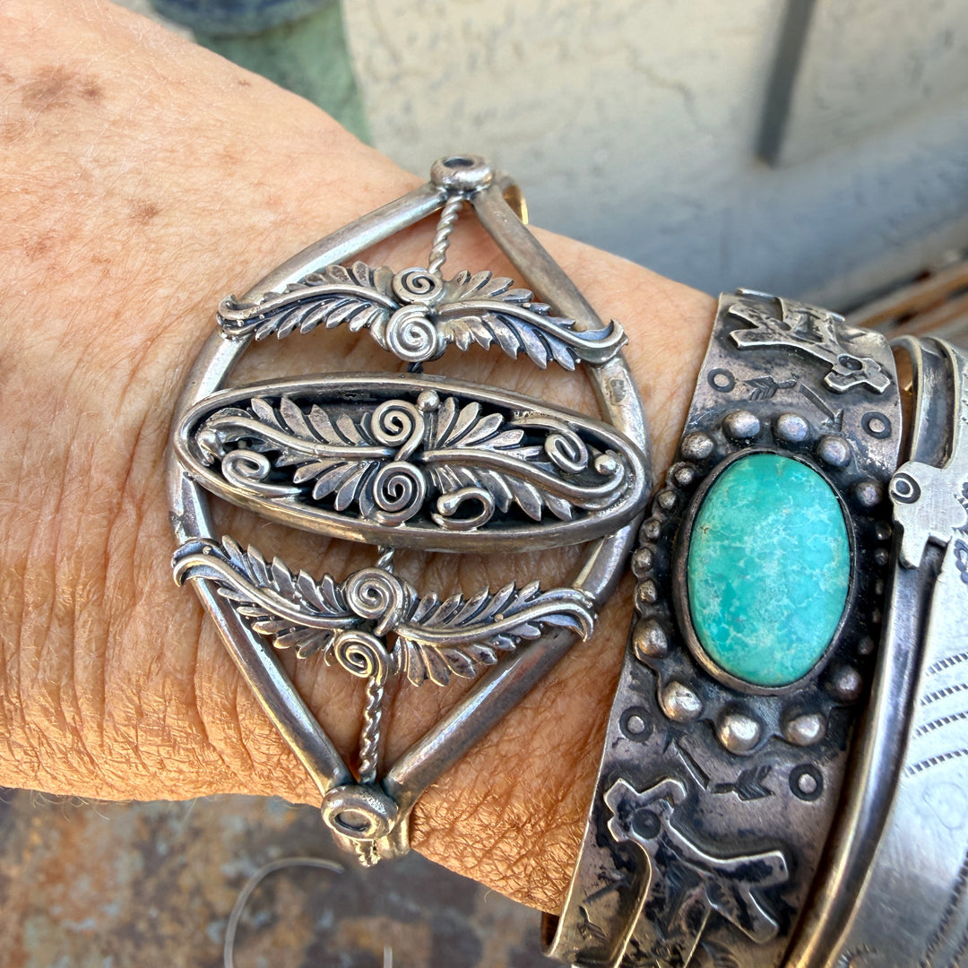 Navajo Sterling Silver Appliqué Cuff Bracelet
