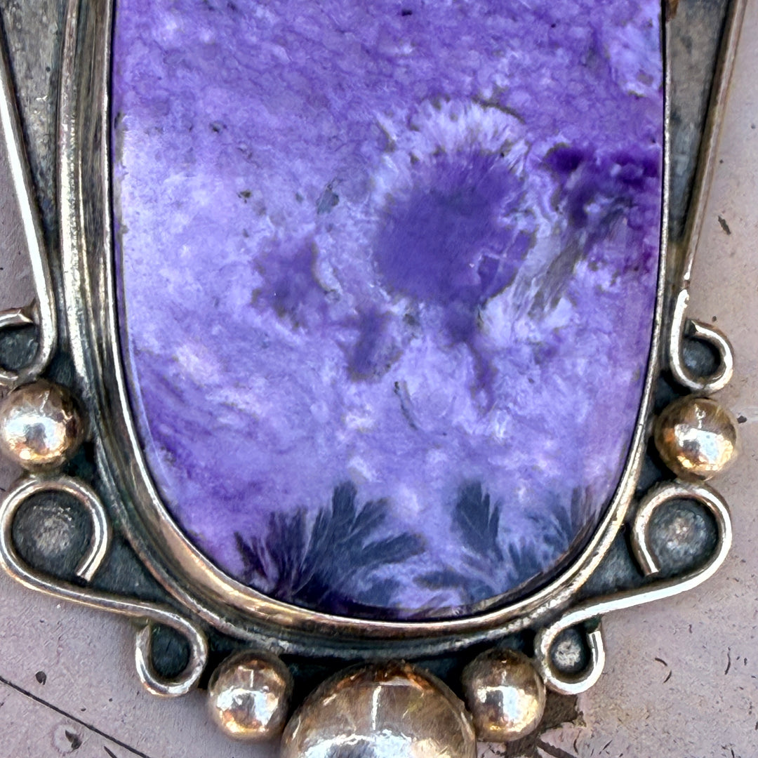 Huge Charoite Sterling Silver Pendant Santa Fe