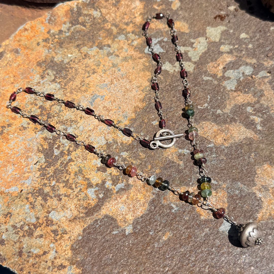 Sterling Silver & Multicolored Tourmaline Necklace