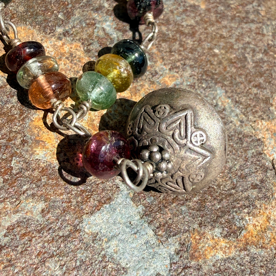 Sterling Silver & Multicolored Tourmaline Necklace