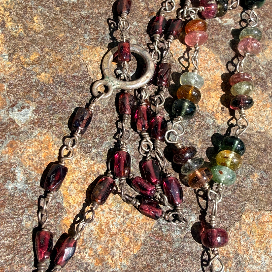 Sterling Silver & Multicolored Tourmaline Necklace