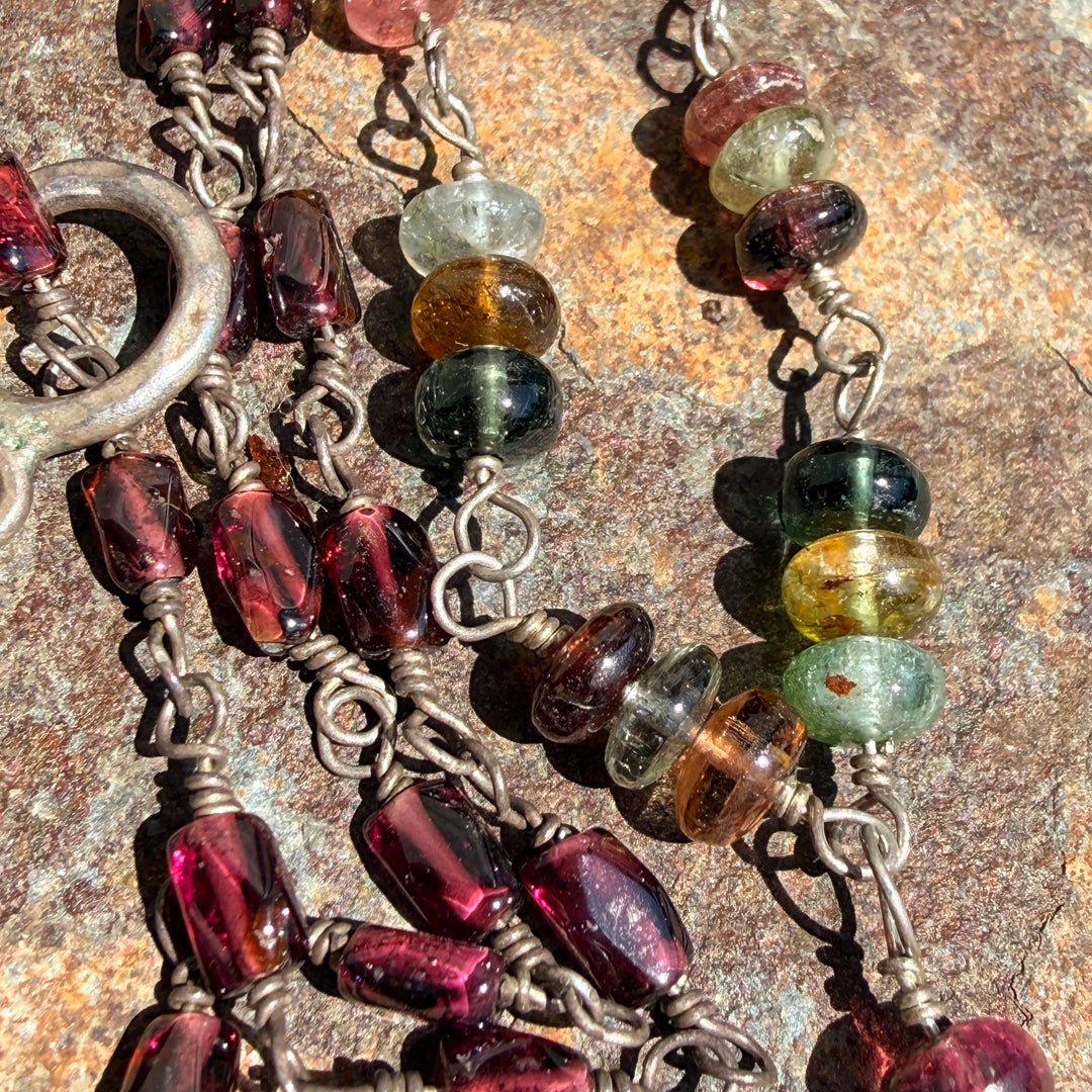 Sterling Silver & Multicolored Tourmaline Necklace