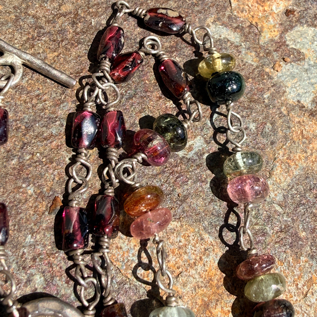 Sterling Silver & Multicolored Tourmaline Necklace