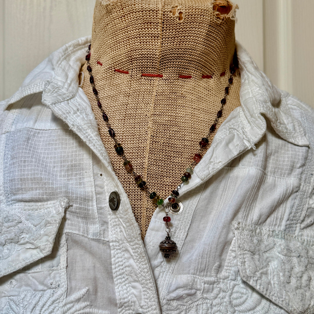 Sterling Silver & Multicolored Tourmaline Necklace