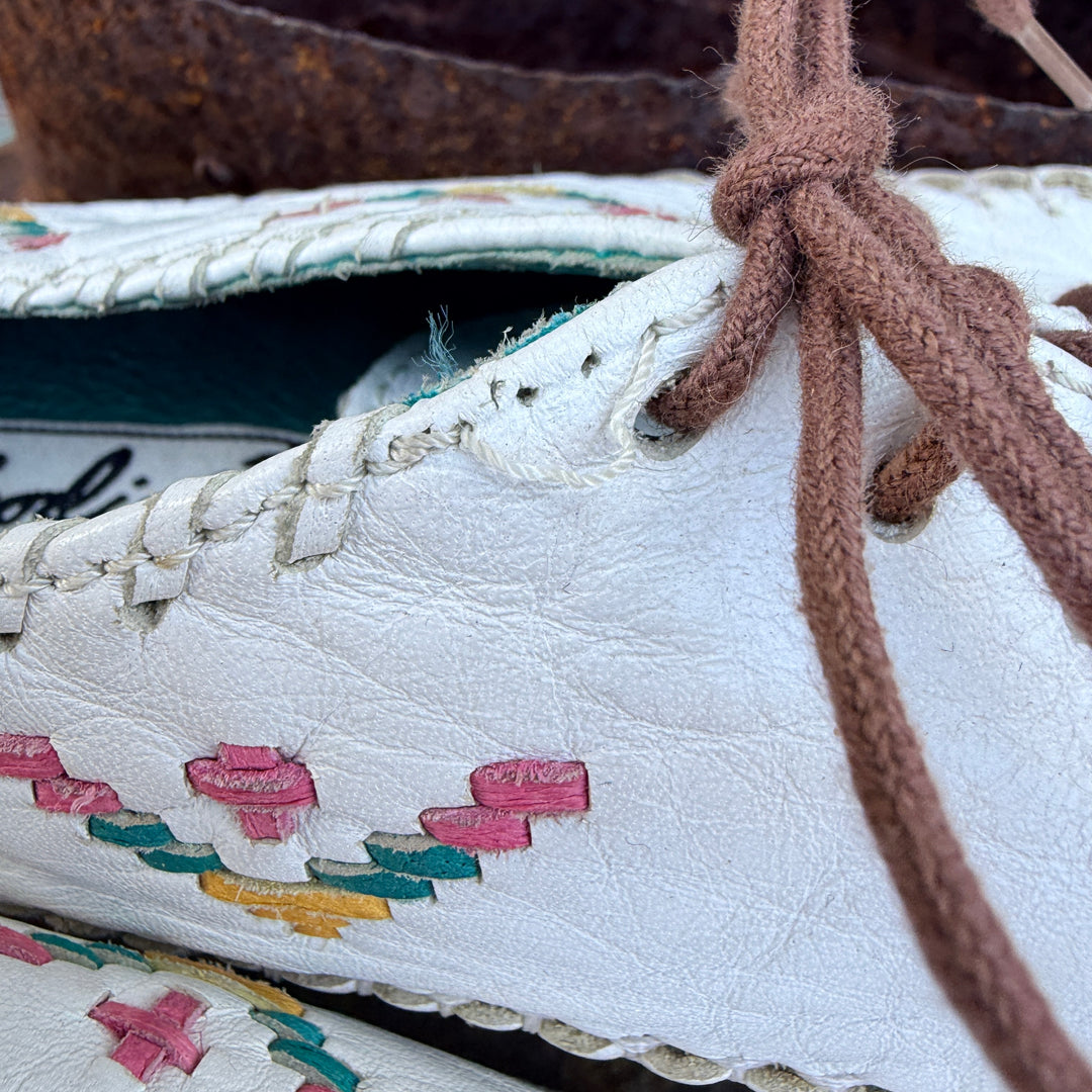 Vintage 1980s Zodiac Leather Moccasins Horse Pattern "Kirby" 8