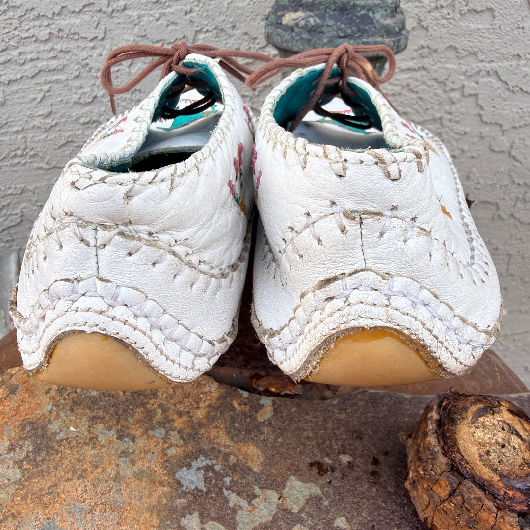 Vintage 1980s Zodiac Leather Moccasins Horse Pattern "Kirby" 8