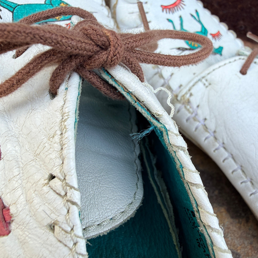 Vintage 1980s Zodiac Leather Moccasins Horse Pattern "Kirby" 8