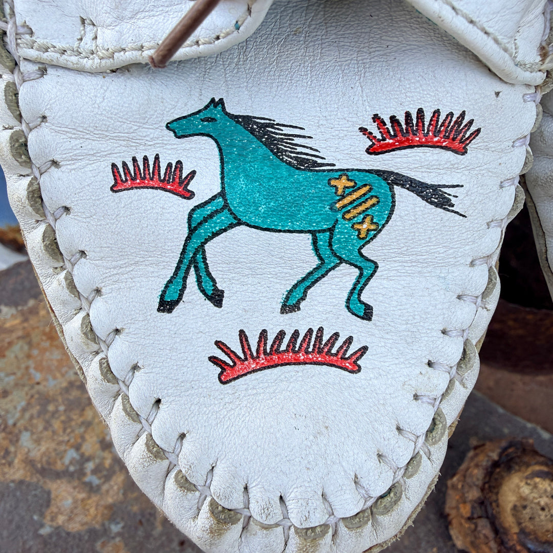 Vintage 1980s Zodiac Leather Moccasins Horse Pattern "Kirby" 8