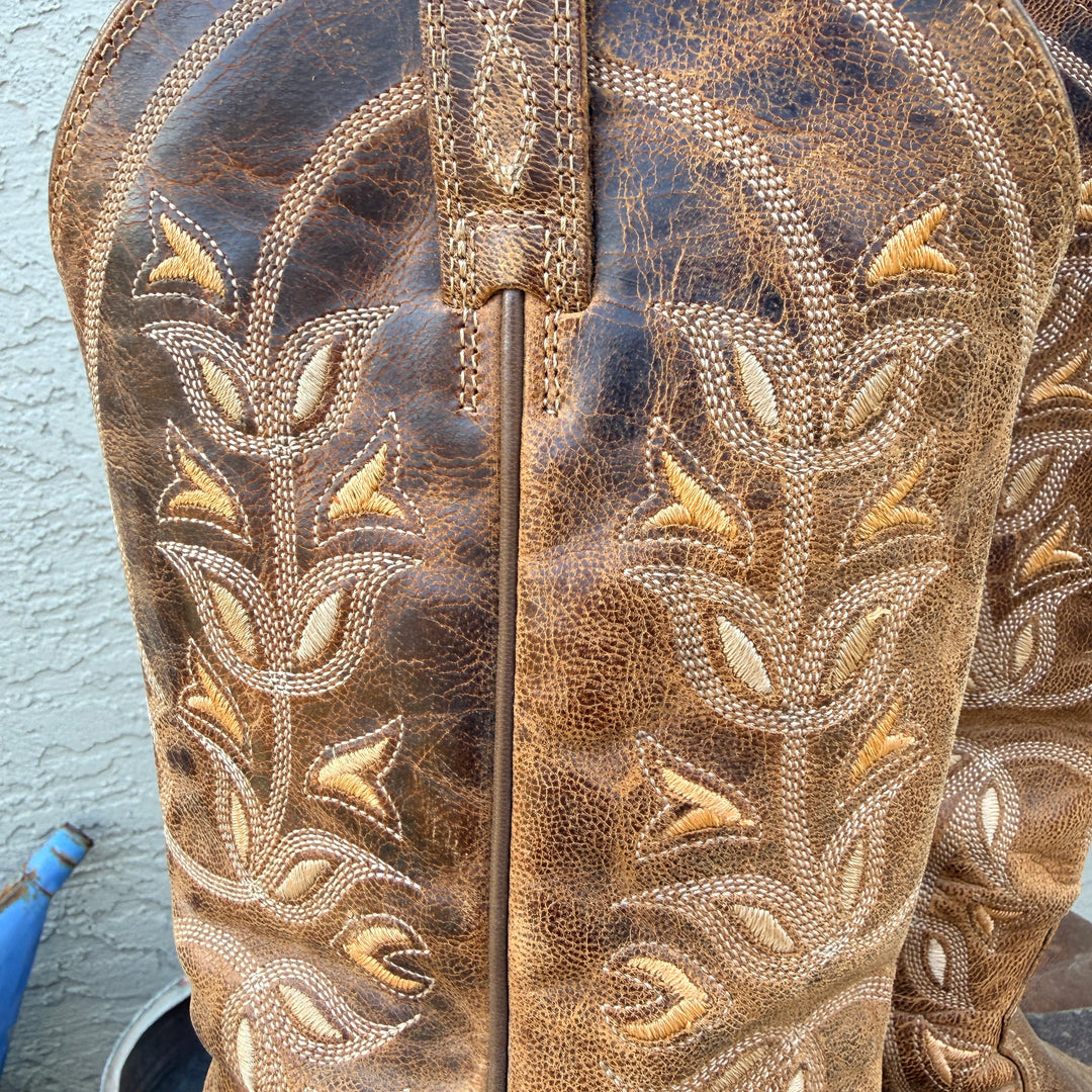 Brown Distressed Leather Cowgirl Boots Ariat Style 10014100 Size 6