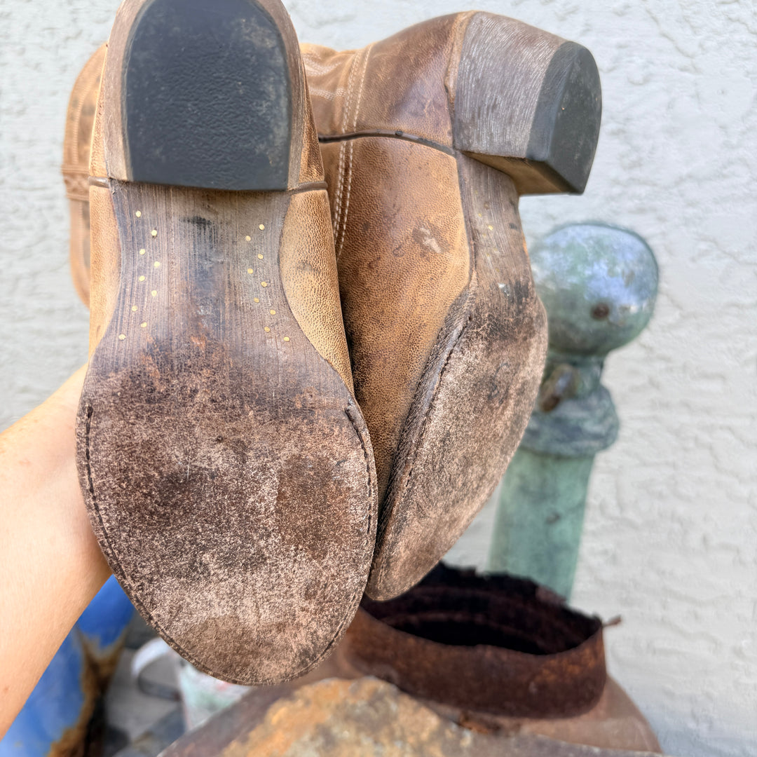 Brown Distressed Leather Cowgirl Boots Ariat Style 10014100 Size 6