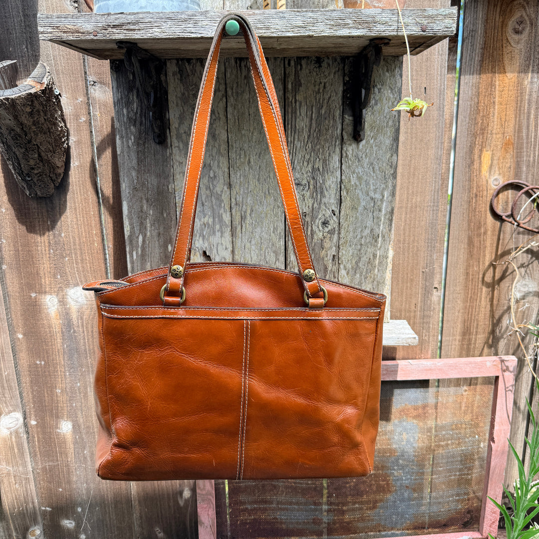 Brown Tooled Leather Shoulder Bag Patricia Nash
