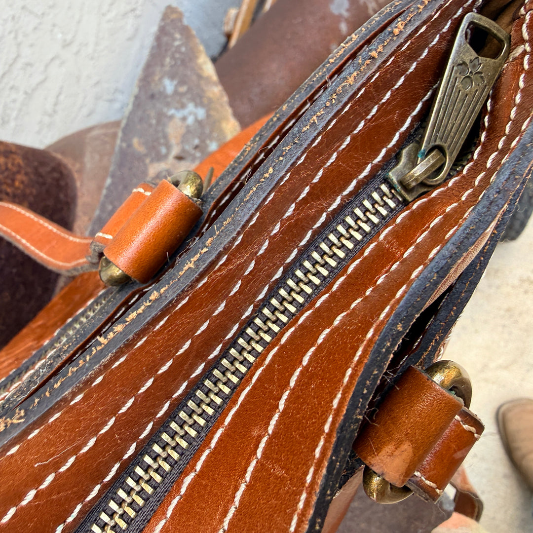 Brown Tooled Leather Shoulder Bag Patricia Nash