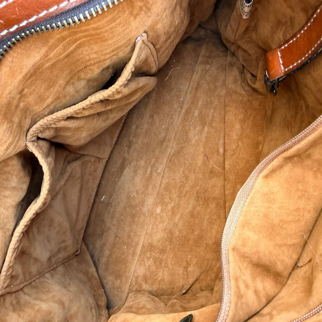 Brown Tooled Leather Shoulder Bag Patricia Nash