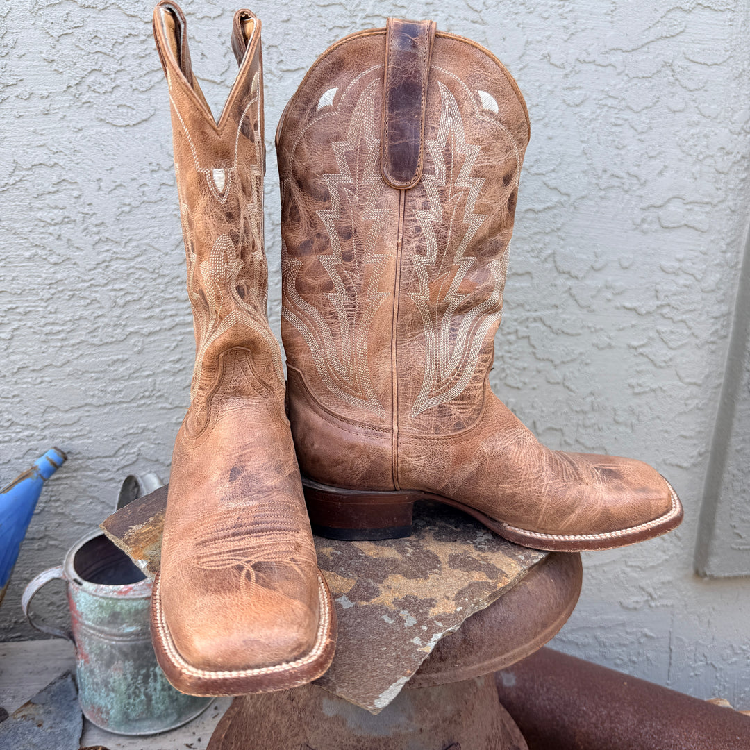 Distressed Brown Leather Cowgirl Boot Square Toe Idyllwild By Miranda Lambert 8