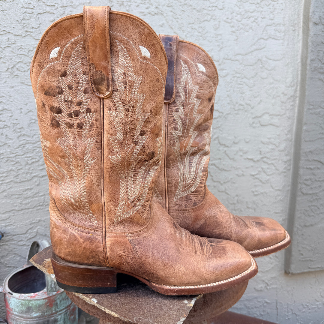 Distressed Brown Leather Cowgirl Boot Square Toe Idyllwild By Miranda Lambert 8