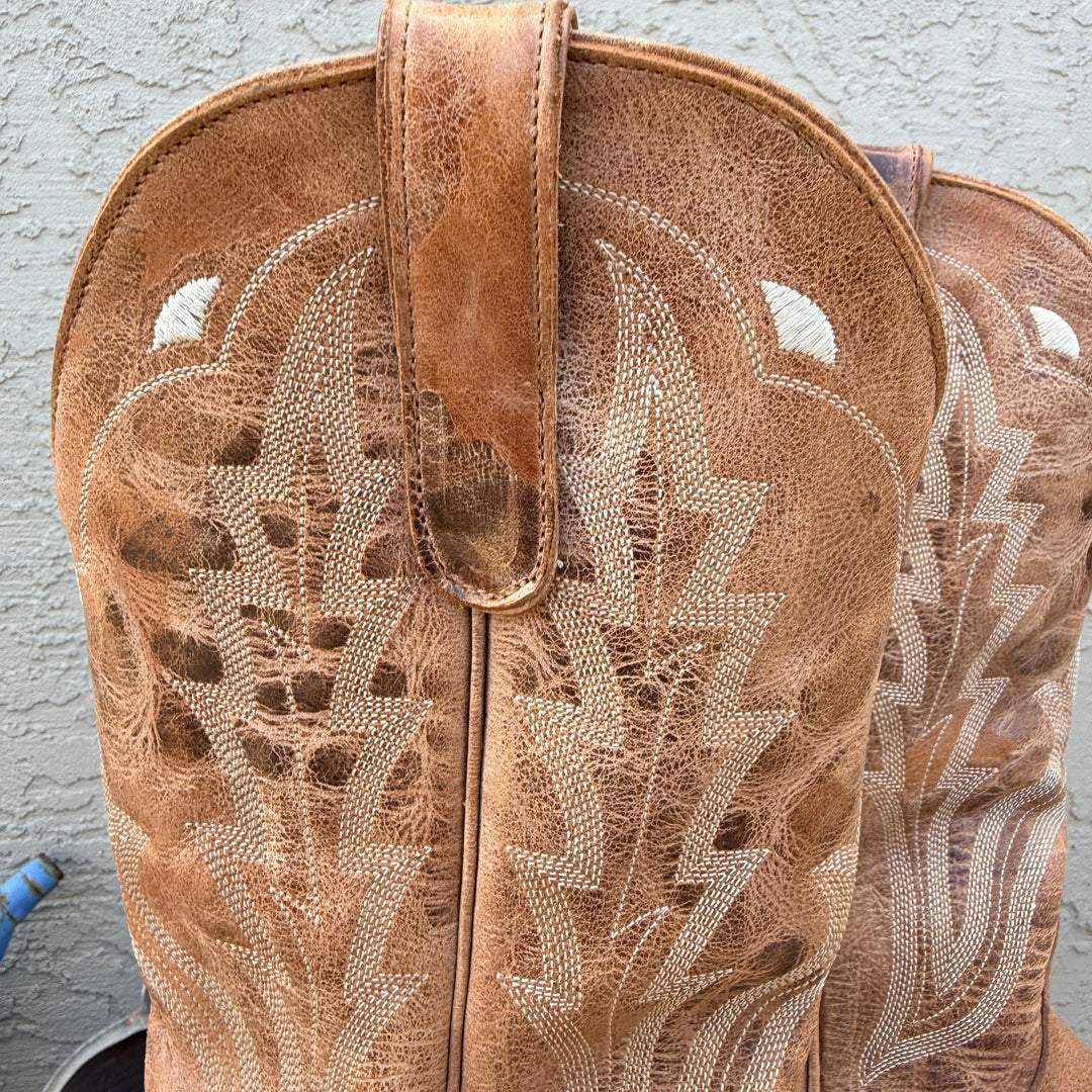 Distressed Brown Leather Cowgirl Boot Square Toe Idyllwild By Miranda Lambert 8