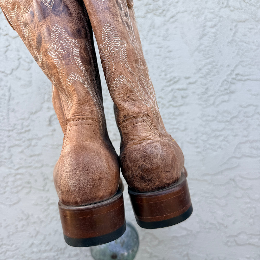 Distressed Brown Leather Cowgirl Boot Square Toe Idyllwild By Miranda Lambert 8