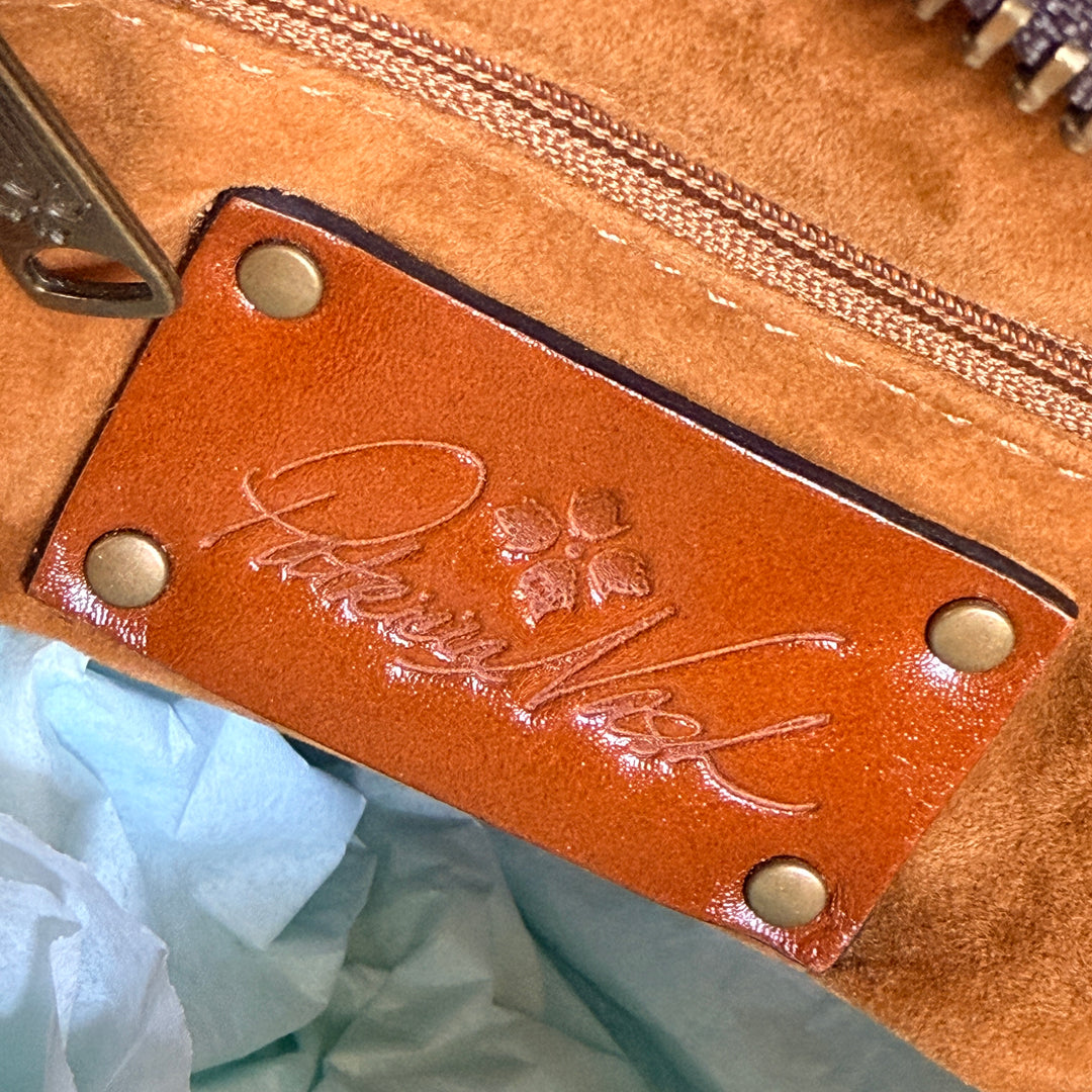 Brown Tooled Leather Shoulder Bag Patricia Nash